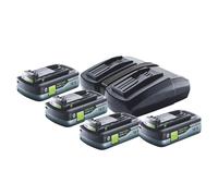 Festool Energie Set TCL 6 DUO Double chargeur rapide 10,8 V - 18 V ( 577017 ) + 4x BP 18 Li 4,0Ah HPC-ASI bloc batterie HighPower ( 4x 205034 )