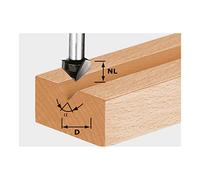 Festool Fraise à Rainurer en V HS S8 - D11/9,5 mm, Angle 60° | Fraise conique queue 8 mm - NL 9,5 mm - GL 50 mm - acier HS - 1 pièce - compatible défonceuse Festool