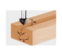 Festool Fraise à rainurer en V HS S8 D11/9,5/60° – queue de 8 mm, Ø11 mm – 490997