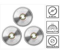 Festool LAMINATE/HPL TF48 Lame de scie circulaire, HW 160 x 2,2 x 20 mm TF48, 160 mm, 48 dents, 3pcs. (3x 496308)