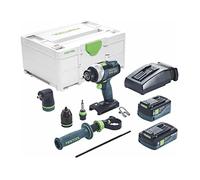 Festool Perceuse-Visseuse TDC 18/4 QUADRIVE I-Set, 4 Vitesses, 18 V | Moteur EC-TEC sans balais, 50 Nm, 3 600 tr/min, 2 batteries (4,0 Ah + 5,2 Ah), chargeur et Systainer³ inclus