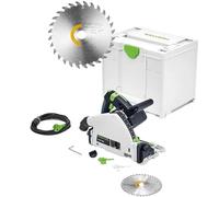 Festool Scie plongeante TS 55 F-Plus Master Edition, 1200 W | Kit complet avec 2 lames WOOD UNIVERSAL & FINE CUT, pare-éclats, fenêtre de visualisation et Systainer SYS3 M 337
