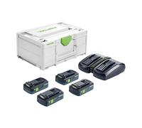 Ensemble d'accessoires Festool SYS 18V 4x4,0/TCL 6 DUO; 18 V; 4x4,0 Ah accu.