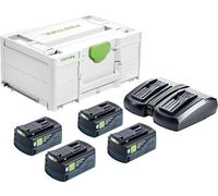 Festool Set énergie SYS 18V – 4x batteries 5,0 Ah – Chargeur TCL 6 DUO – Systainer SYS3 – 577709