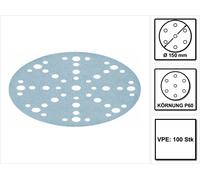 Festool STF D150/48 Abrasifs Granat P60, 150mm, pour RO 150, ES 150, ETS 150, ETS EC 150, LEX 150, WTS 150, HSK-D 150 100 pces (2x 575161)