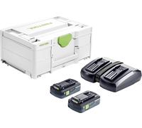 Festool SYS 18V 2x4,0/TCL 6 DUO Kit d'énergie 577109 + 2 batteries, + chargeur