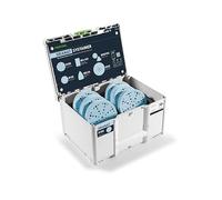 Festool Systainer³ d'abrasifs Granat SYS-STF D150 GR-Set | Lot de 120 disques abrasifs en 6 grains, MULTI-JETSTREAM 2 trous, avec organiseur Systainer³