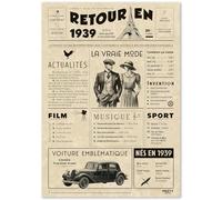 FestySpark Cadeau Original Retour en 1939 - Idée Cadeau 87 Ans femme et homme - Carte Anniversaire 87 ans femme et homme - Decoration Anniversaire 87 ans - Carte d’Anniversaire avec Félicitations