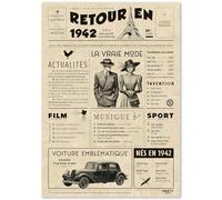FestySpark Cadeau Original Retour en 1942 - Idée Cadeau 84 Ans femme et homme - Carte Anniversaire 84 ans femme et homme - Decoration Anniversaire 84 ans - Carte d’Anniversaire avec Félicitations