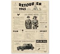FestySpark Cadeau Original Retour en 1945 - Idée Cadeau 80 Ans femme et homme - Carte Anniversaire 80 ans femme et homme - Decoration Anniversaire 80 ans - Carte d’Anniversaire avec Félicitations