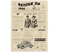FestySpark Cadeau Original Retour en 1946 - Idée Cadeau 80 Ans femme et homme - Carte Anniversaire 80 ans femme et homme - Decoration Anniversaire 80 ans - Carte d’Anniversaire avec Félicitations