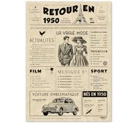 FestySpark Cadeau Original Retour en 1950 - Idée Cadeau 76 Ans femme et homme - Carte Anniversaire 76 ans femme et homme - Decoration Anniversaire 76 ans - Carte d’Anniversaire avec Félicitations