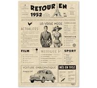 FestySpark Cadeau Original Retour en 1952 - Idée Cadeau 74 Ans femme et homme - Carte Anniversaire 74 ans femme et homme - Decoration Anniversaire 74 ans - Carte d’Anniversaire avec Félicitations