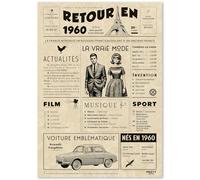 FestySpark Cadeau Original Retour en 1960 - Idée Cadeau 66 Ans femme et homme - Carte Anniversaire 66 ans femme et homme - Decoration Anniversaire 66 ans - Carte d’Anniversaire avec Félicitations