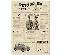 FestySpark Cadeau Original Retour en 1962 - Idée Cadeau 64 Ans femme et homme - Carte Anniversaire 64 ans femme et homme - Decoration Anniversaire 64 ans - Carte d’Anniversaire avec Félicitations