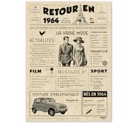 FestySpark Cadeau Original Retour en 1964 - Idée Cadeau 61 Ans femme et homme - Carte Anniversaire 61 ans femme et homme - Decoration Anniversaire 61 ans - Carte d’Anniversaire avec Félicitations