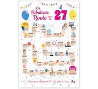 FestySpark Grande Carte Anniversaire 27 Ans Femme et Homme - Idée Cadeau 27 ans Homme et Femme - Decoration Anniversaire 27 ans - Birthday Card 1998 - Carte Original La Fabuleuse Route vers les 27