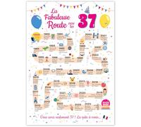 FestySpark Grande Carte Anniversaire 37 Ans Femme et Homme - Idée Cadeau 37 ans Homme et Femme - Decoration Anniversaire 37 ans - Birthday Card 1988 - Carte Original La Fabuleuse Route vers les 37