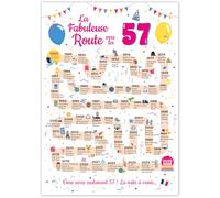 FestySpark Grande Carte Anniversaire 57 Ans Femme et Homme - Idée Cadeau 57 ans Homme et Femme - Decoration Anniversaire 57 ans - Birthday Card 1968 - Carte Original La Fabuleuse Route vers les 57