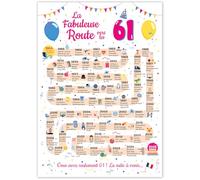 FestySpark Grande Carte Anniversaire 61 Ans Femme et Homme - Idée Cadeau 61 ans Homme et Femme - Decoration Anniversaire 61 ans - Birthday Card 1964 - Carte Original La Fabuleuse Route vers les 61