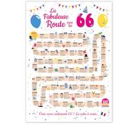 FestySpark Grande Carte Anniversaire 66 Ans Femme et Homme - Idée Cadeau 66 ans Homme et Femme - Decoration Anniversaire 66 ans - Birthday Card 1959 - Carte Original La Fabuleuse Route vers les 66