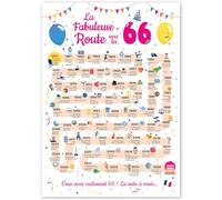 FestySpark Grande Carte Anniversaire 66 Ans Femme et Homme - Idée Cadeau 66 ans Homme et Femme - Decoration Anniversaire 66 ans - Birthday Card 1960 - Carte Original La Fabuleuse Route vers les 66