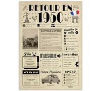FestySpark Grande Carte Anniversaire 75 Ans Femme et Homme - Idée Cadeau 75 ans Femme et Homme - Decoration Anniversaire 75 ans - Félicitations Happy Birthday Card - Cadeau Original Retour en 1950