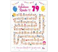 FestySpark Grande Carte Anniversaire 79 Ans Femme et Homme - Idée Cadeau 79 ans Homme et Femme - Decoration Anniversaire 79 ans - Birthday Card 1946 - Carte Original La Fabuleuse Route vers les 79