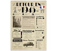 FestySpark Grande Carte Anniversaire 80 Ans Femme et Homme - Idée Cadeau 80 ans Femme et Homme - Decoration Anniversaire 80 ans - Félicitations Happy Birthday Card - Cadeau Original Retour en 1945