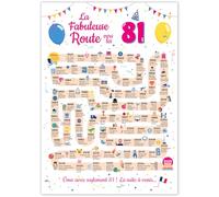 FestySpark Grande Carte Anniversaire 81 Ans Femme et Homme - Idée Cadeau 81 ans Homme et Femme - Decoration Anniversaire 81 ans - Birthday Card 1944 - Carte Original La Fabuleuse Route vers les 81