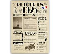 FestySpark Idée Cadeau 100 Ans Femme et Homme - Grande Carte Anniversaire 100 ans Femme et Homme - Decoration Anniversaire 100 ans - Félicitations Happy Birthday Card - Cadeau Original Retour en 1925