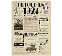FestySpark Idée Cadeau 101 Ans Femme et Homme - Grande Carte Anniversaire 101 ans Femme et Homme - Decoration Anniversaire 101 ans - Félicitations Happy Birthday Card - Cadeau Original Retour en 1924