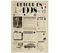 FestySpark Idée Cadeau 27 Ans Femme et Homme - Grande Carte Anniversaire 27 ans Femme et Homme - Decoration Anniversaire 27 ans - Félicitations Happy Birthday Card - Cadeau Original Retour en 1998