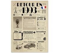 FestySpark Idée Cadeau 32 Ans Femme et Homme - Grande Carte Anniversaire 32 ans Femme et Homme - Decoration Anniversaire 32 ans - Félicitations Happy Birthday Card - Cadeau Original Retour en 1993