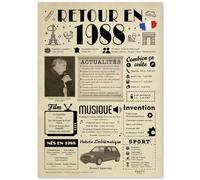 FestySpark Idée Cadeau 37 Ans Femme et Homme - Grande Carte Anniversaire 37 ans Femme et Homme - Decoration Anniversaire 37 ans - Félicitations Happy Birthday Card - Cadeau Original Retour en 1988