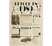 FestySpark Idée Cadeau 37 Ans Femme et Homme - Grande Carte Anniversaire 37 ans Femme et Homme - Decoration Anniversaire 37 ans - Félicitations Happy Birthday Card - Cadeau Original Retour en 1989
