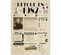 FestySpark Idée Cadeau 43 Ans Femme et Homme - Grande Carte Anniversaire 43 ans Femme et Homme - Decoration Anniversaire 43 ans - Félicitations Happy Birthday Card - Cadeau Original Retour en 1982