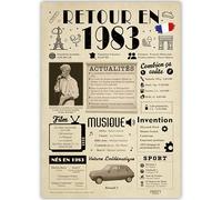 FestySpark Idée Cadeau 43 Ans Femme et Homme - Grande Carte Anniversaire 43 ans Femme et Homme - Decoration Anniversaire 43 ans - Félicitations Happy Birthday Card - Cadeau Original Retour en 1983