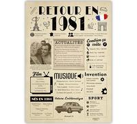 FestySpark Idée Cadeau 44 Ans Femme et Homme - Grande Carte Anniversaire 44 ans Femme et Homme - Decoration Anniversaire 44 ans - Félicitations Happy Birthday Card - Cadeau Original Retour en 1981