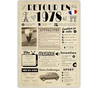 FestySpark Idée Cadeau 47 Ans Femme et Homme - Grande Carte Anniversaire 47 ans Femme et Homme - Decoration Anniversaire 47 ans - Félicitations Happy Birthday Card - Cadeau Original Retour en 1978