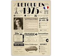 FestySpark Idée Cadeau 51 Ans Femme et Homme - Grande Carte Anniversaire 51 ans Femme et Homme - Decoration Anniversaire 51 ans - Félicitations Happy Birthday Card - Cadeau Original Retour en 1975