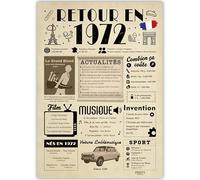 FestySpark Idée Cadeau 53 Ans Femme et Homme - Grande Carte Anniversaire 53 ans Femme et Homme - Decoration Anniversaire 53 ans - Félicitations Happy Birthday Card - Cadeau Original Retour en 1972