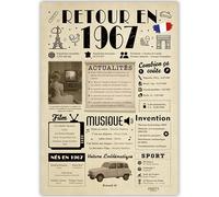 FestySpark Idée Cadeau 59 Ans Femme et Homme - Grande Carte Anniversaire 59 ans Femme et Homme - Decoration Anniversaire 59 ans - Félicitations Happy Birthday Card - Cadeau Original Retour en 1967