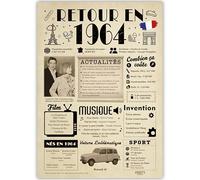 FestySpark Idée Cadeau 62 Ans Femme et Homme - Grande Carte Anniversaire 62 ans Femme et Homme - Decoration Anniversaire 62 ans - Félicitations Happy Birthday Card - Cadeau Original Retour en 1964