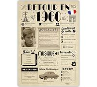 FestySpark Idée Cadeau 66 Ans Femme et Homme - Grande Carte Anniversaire 66 ans Femme et Homme - Decoration Anniversaire 66 ans - Félicitations Happy Birthday Card - Cadeau Original Retour en 1960