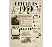 FestySpark Idée Cadeau 66 Ans Femme et Homme - Grande Carte Anniversaire 66 ans Femme et Homme - Decoration Anniversaire 66 ans - Félicitations Happy Birthday Card - Cadeau Original Retour en 1959
