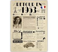 FestySpark Idée Cadeau 72 Ans Femme et Homme - Grande Carte Anniversaire 72 ans Femme et Homme - Decoration Anniversaire 72 ans - Félicitations Happy Birthday Card - Cadeau Original Retour en 1953