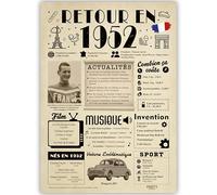 FestySpark Idée Cadeau 73 Ans Femme et Homme - Grande Carte Anniversaire 73 ans Femme et Homme - Decoration Anniversaire 73 ans - Félicitations Happy Birthday Card - Cadeau Original Retour en 1952