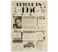 FestySpark Idée Cadeau 76 Ans Femme et Homme - Grande Carte Anniversaire 76 ans Femme et Homme - Decoration Anniversaire 76 ans - Félicitations Happy Birthday Card - Cadeau Original Retour en 1950