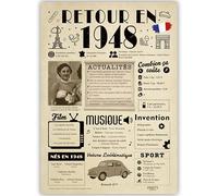 FestySpark Idée Cadeau 77 Ans Femme et Homme - Grande Carte Anniversaire 77 ans Femme et Homme - Decoration Anniversaire 77 ans - Félicitations Happy Birthday Card - Cadeau Original Retour en 1948